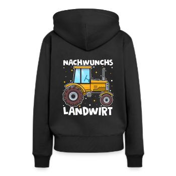 NACHWUCHS LANDWIRT - Frauen Premium Bio Hoodie - Schwarz - Hinten - Julia (174cm)