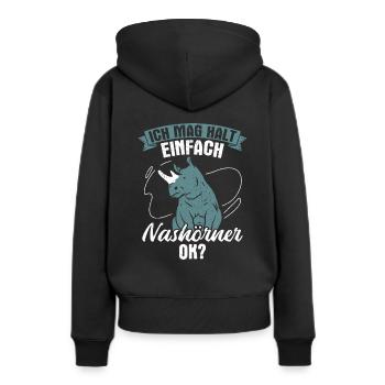 Nashorn Nashörner - Ich mag halt einfach Nashörner - Frauen Premium Bio Hoodie - Schwarz - Hinten - Julia (174cm)
