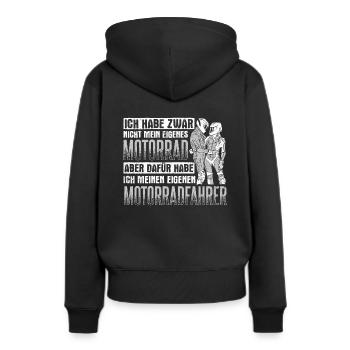 Ich Habe Zwar Nicht Mein Eigenes Motorrad - Bikeri - Frauen Premium Bio Hoodie - Schwarz - Hinten - Julia (174cm)