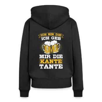 Ich bin die Ich geb mir die Kante Tante - Bierlieb - Frauen Premium Bio Hoodie - Schwarz - Hinten - Julia (174cm)