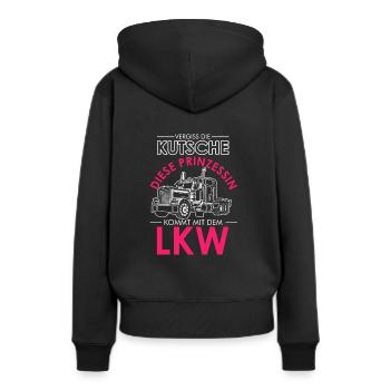 Vergiss Die Kutsche Echte Prinzessin LKW Truckerin - Frauen Premium Bio Hoodie - Schwarz - Hinten - Julia (174cm)