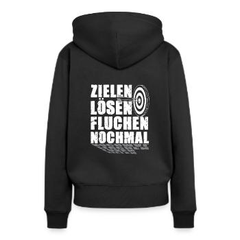 Bogenschießen Zielen Lösen Fluchen Pfeil Bogen - Frauen Premium Bio Hoodie - Schwarz - Hinten - Julia (174cm)