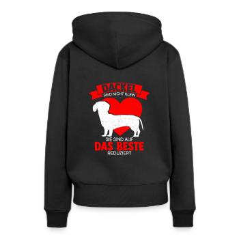 Dackel sind auf das Beste Reduziert Dackel Geschen - Frauen Premium Bio Hoodie - Schwarz - Hinten - Julia (174cm)