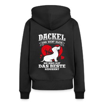 Dackel sind auf das Beste Reduziert Dackel Geschen - Frauen Premium Bio Hoodie - Schwarz - Hinten - Julia (174cm)
