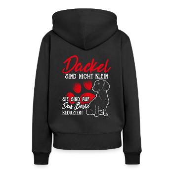 Dackel sind auf das Beste Reduziert Dackel Geschen - Frauen Premium Bio Hoodie - Schwarz - Hinten - Julia (174cm)