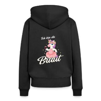 Ich bin die Braut Einhorn Brautjungfern Geschenk J - Frauen Premium Bio Hoodie - Schwarz - Hinten - Julia (174cm)