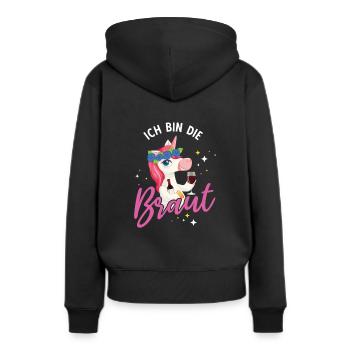 Ich bin die Braut Einhorn Brautjungfern Geschenk J - Frauen Premium Bio Hoodie - Schwarz - Hinten - Julia (174cm)