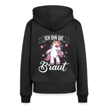 Ich bin die Braut Einhorn Brautjungfern Geschenk J - Frauen Premium Bio Hoodie - Schwarz - Hinten - Julia (174cm)