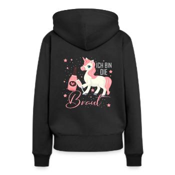 Ich bin die Braut Einhorn Brautjungfern Geschenk J - Frauen Premium Bio Hoodie - Schwarz - Hinten - Julia (174cm)