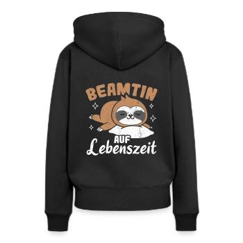 Beamtin auf Lebenszeit - Beamtin Kaffee Job Gesche - Frauen Premium Bio Hoodie - Schwarz - Hinten - Julia (174cm)
