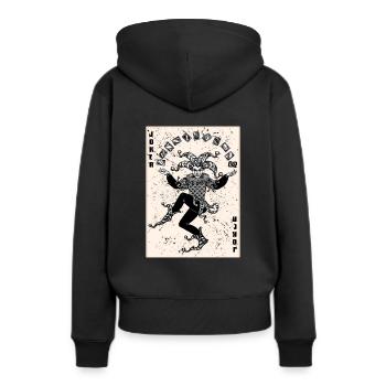 JOKER Karte Spielkarten Joker - Frauen Premium Bio Hoodie - Schwarz - Hinten - Julia (174cm)