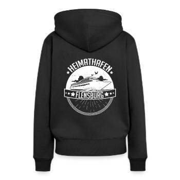 Heimathafen Flensburg Moin Flensburger Norddeutsch - Frauen Premium Bio Hoodie - Schwarz - Hinten - Julia (174cm)