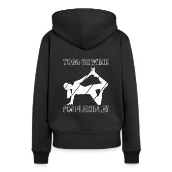 Yoga oder Wein - Ich bin flexibel Yoga & Wein Gesc - Frauen Premium Bio Hoodie - Schwarz - Hinten - Julia (174cm)
