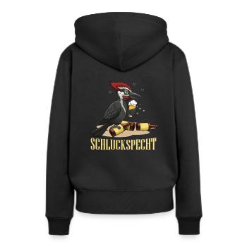 Schluckspecht Bier Alkohol Saufen Party Feiern - Frauen Premium Bio Hoodie - Schwarz - Hinten - Julia (174cm)