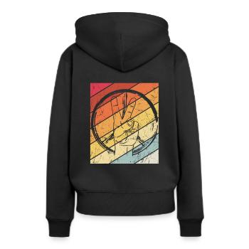 Friedenszeichen - Peace Frieden - Frauen Premium Bio Hoodie - Schwarz - Hinten - Julia (174cm)