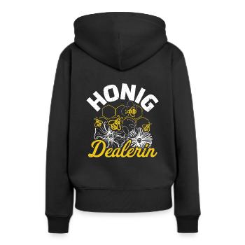 Honig Dealerin - Imkerin Honigdealer Biene Geschen - Frauen Premium Bio Hoodie - Schwarz - Hinten - Julia (174cm)