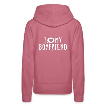 I love my Boyfriend Ich liebe meinen Freund - Frauen Premium Bio Hoodie - Malve - Hinten - Isabella (175cm)