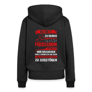 Sei nett zu deiner Friseurin - Friseur Friseurin G - Frauen Premium Bio Hoodie - Schwarz - Hinten - Julia (174cm)