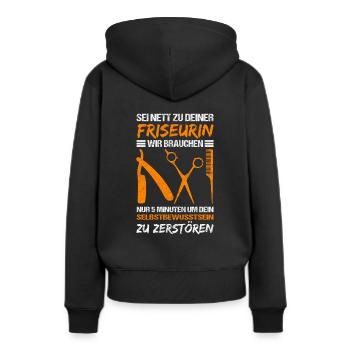 Sei nett zu deiner Friseurin - Friseur Friseurin S - Frauen Premium Bio Hoodie - Schwarz - Hinten - Julia (174cm)