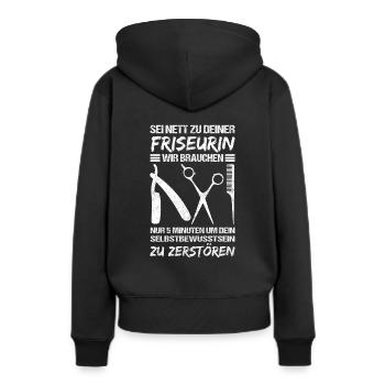 Sei nett zu deiner Friseurin - Friseur Friseurin G - Frauen Premium Bio Hoodie - Schwarz - Hinten - Julia (174cm)