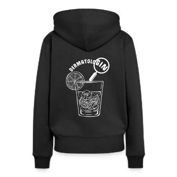 DermatoliGIN Dermatologie Studentin Gin Liebhaberi - Frauen Premium Bio Hoodie - Schwarz - Hinten - Julia (174cm)