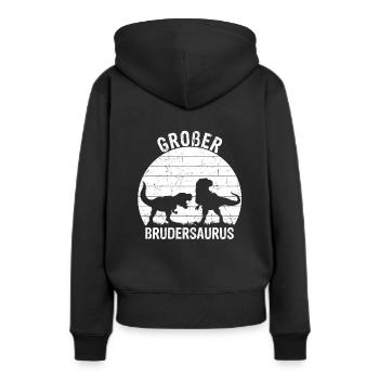 Großer Brudersaurus T-Rex Dino Geschenk Großer Bru - Frauen Premium Bio Hoodie - Schwarz - Hinten - Julia (174cm)