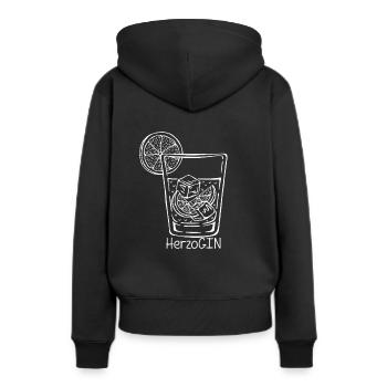 GIN HerzoGIN - Geschenk für Gin Liebhaberin Verkos - Frauen Premium Bio Hoodie - Schwarz - Hinten - Julia (174cm)