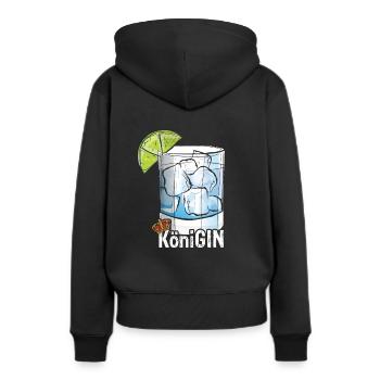 KöniGIN - Geschenk für Gin Liebhaberin Verkostunge - Frauen Premium Bio Hoodie - Schwarz - Hinten - Julia (174cm)