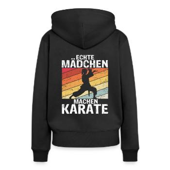 Echte Mädchen Machen Karate Kampfsport Karate Spru - Frauen Premium Bio Hoodie - Schwarz - Hinten - Julia (174cm)