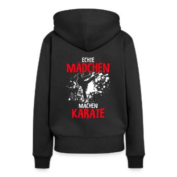 Mädchen Karate Kampfsport Geschenk - Frauen Premium Bio Hoodie - Schwarz - Hinten - Julia (174cm)