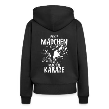 Mädchen Karate Kampfsport Geschenk - Frauen Premium Bio Hoodie - Schwarz - Hinten - Julia (174cm)