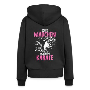 Mädchen Karate Kampfsport Geschenk - Frauen Premium Bio Hoodie - Schwarz - Hinten - Julia (174cm)