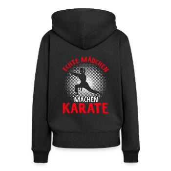 Mädchen Karate Kampfsport Geschenk - Frauen Premium Bio Hoodie - Schwarz - Hinten - Julia (174cm)