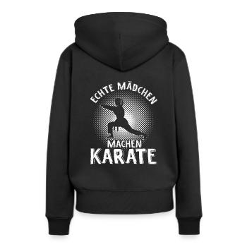 Mädchen Karate Kampfsport Geschenk - Frauen Premium Bio Hoodie - Schwarz - Hinten - Julia (174cm)