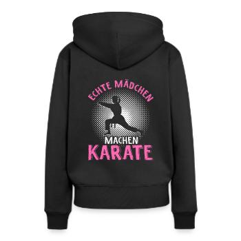 Mädchen Karate Kampfsport Geschenk - Frauen Premium Bio Hoodie - Schwarz - Hinten - Julia (174cm)