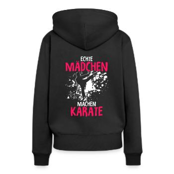 Mädchen Karate Kampfsport Geschenk - Frauen Premium Bio Hoodie - Schwarz - Hinten - Julia (174cm)