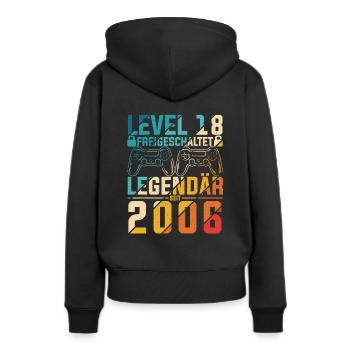 Level 18 Jahre Geburtstag 2006 LAN-Party Motiv Gam - Frauen Premium Bio Hoodie - Schwarz - Hinten - Julia (174cm)
