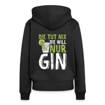 Gin Ginsprüche Cocktail Geschenk für Gin Liebhaber - Frauen Premium Bio Hoodie - Schwarz - Hinten - Julia (174cm)