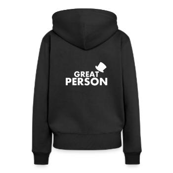Great Person par HOB Products - Sweat à capuche Premium bio Femme - noir - Dos - Julia (174cm)