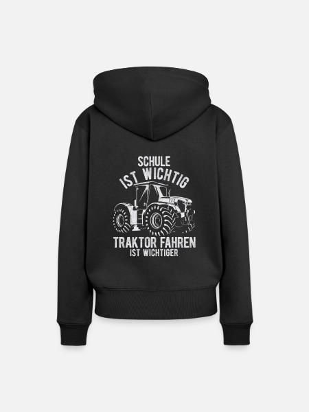Traktor Spruch Schule Design Geschenkidee für Trak - Frauen Premium Bio Hoodie - Schwarz