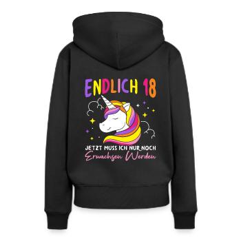 Endlich 18 Jetzt Muss Ich Nur Noch Erwachsen Werde - Frauen Premium Bio Hoodie - Schwarz - Hinten - Julia (174cm)