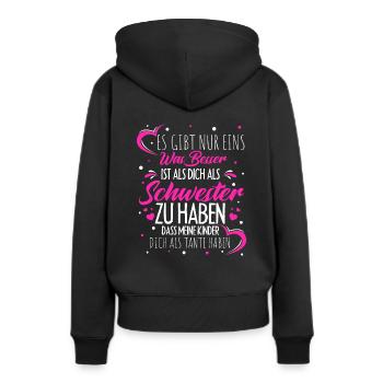 Beste Schwester Beste Tante Spruch Schwangerschaft - Frauen Premium Bio Hoodie - Schwarz - Hinten - Julia (174cm)