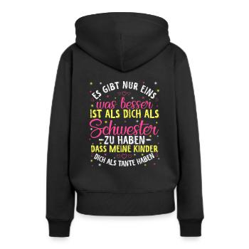 Beste Schwester Beste Tante Geburt Neffe Schwanger - Frauen Premium Bio Hoodie - Schwarz - Hinten - Julia (174cm)