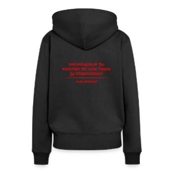 Hackfleisch zu kneten ist wie Tiere zu streicheln - Frauen Premium Bio Hoodie - Schwarz - Hinten - Julia (174cm)