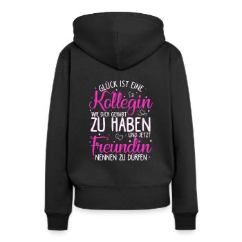 Glück Ist Eine Kollegin Wie Dich Gehabt Zu Haben S - Frauen Premium Bio Hoodie - Schwarz - Hinten - Julia (174cm)