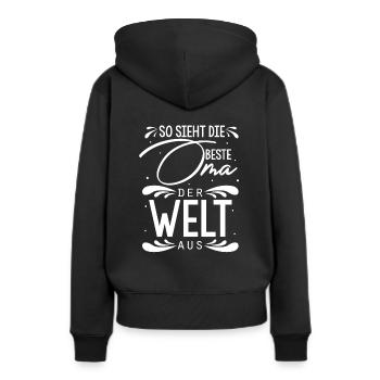So Sieht Die Beste Oma Der Welt Aus - Geschenk Gro - Frauen Premium Bio Hoodie - Schwarz - Hinten - Julia (174cm)