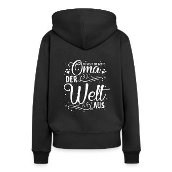 So Sieht Die Beste Oma Der Welt Aus - Geschenk Gro - Frauen Premium Bio Hoodie - Schwarz - Hinten - Julia (174cm)
