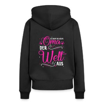 So Sieht Die Beste Oma Der Welt Aus - Geschenk Lie - Frauen Premium Bio Hoodie - Schwarz - Hinten - Julia (174cm)