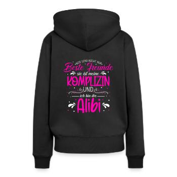 Beste Freundin Komplizin & Alibi Spruch Beste Freu - Frauen Premium Bio Hoodie - Schwarz - Hinten - Julia (174cm)