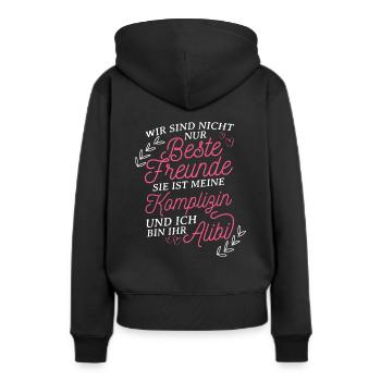 Beste Freundin Komplizin & Alibi Spruch Tolle Freu - Frauen Premium Bio Hoodie - Schwarz - Hinten - Julia (174cm)